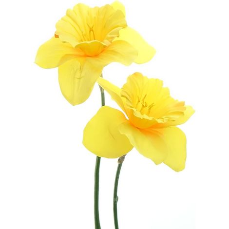 GASPER Trompeten-Narzissen - Osterglocken Gelb 2 Blüten 55 cm - Kunstblumen