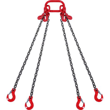 VEVOR Elingue Chaine de Levage 4 Brins avec Crochets et Ajusteurs, 10 mm x 300 cm, Capacite de Charge 8344 kg, Grade 80, pour Chariot Elevateur, Palan a Moteur, Quai, Chantier de Construction, Usine