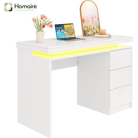 Mobilier de bureau blanc avec rangement en mdf 120 x 50 x 78,5 cm HOMAIRE (1/5)
