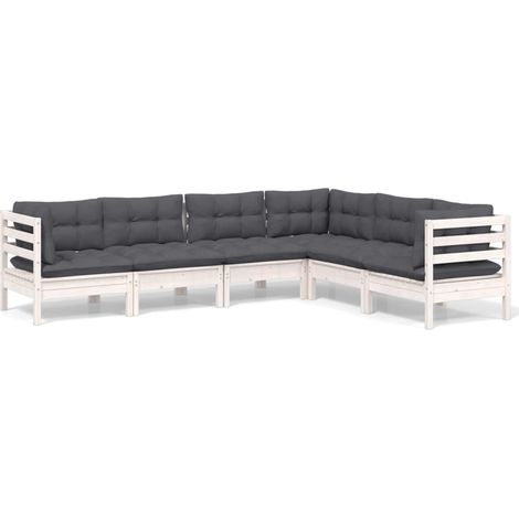 Maison Exclusive - Muebles de jardín 6 pzas y cojines blanco made (1/5)
