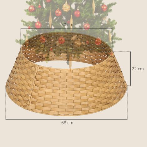 Jupe de sapin de Noël, Ø 68 cm, collerette en plastique pour pied de sapin, housse de pied de sapin pour la maison, les fêtes et la décoration, bois naturel (1/5)
