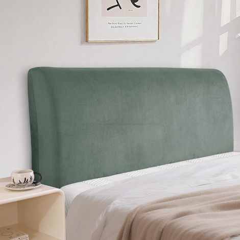 Housse de tête de lit en velours extensible 200 cm vert clair (1/5)