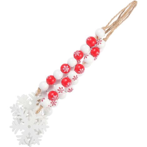Guirlande rustique en bois de perles à suspendre au sapin de Noël avec 16 flocons de neige (1/5)