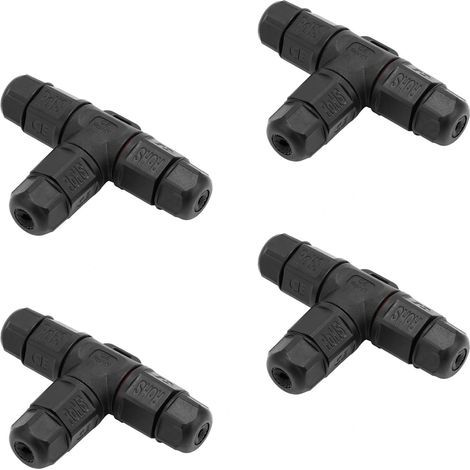 4er-Pack IP68 Typ T wasserdichte Anschlussdosen – 3-polige Steckverbinder für Kabel mit 5–10 mm Durchmesser – stoß- und feuchtigkeitsbeständig – Mezheng (1/5)