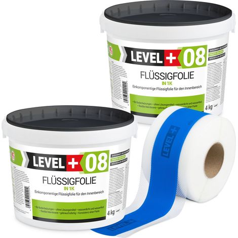 LEVEL+ Dichtset für Duschabdichtung Bad Dichtband Flüssigfolie 8kg SET297 (1/4)