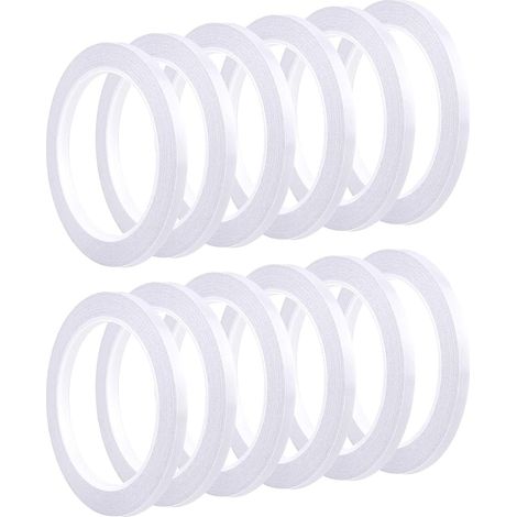 FEPITO Packung mit 12 Rollen doppelseitigem Klebeband für Näharbeiten, Bastelprojekte und Heimwerkerprojekte, 6 mm x 20 m pro Rolle (1/5)