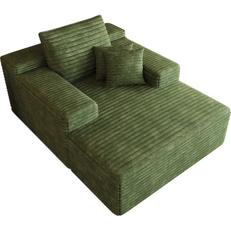Canapé modulaire confortable en velours côtelé vert 115 x 159 cm sans montage (1/5)