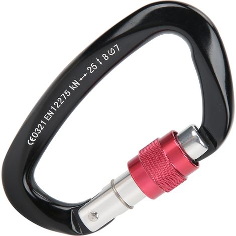 Bergsteiger-D-Karabiner mit Verriegelungsclips, robuste Ausführung aus Aluminiumlegierung, Schwarz (1/5)
