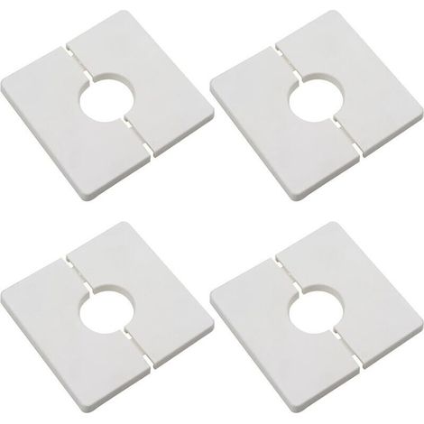 Bride divisée murale de 4pcs, couvercle carré en plastique ABS avec un diamètre de 33 mm, couvercle de tuyau à eau mural, blanc, blanc (1/5)