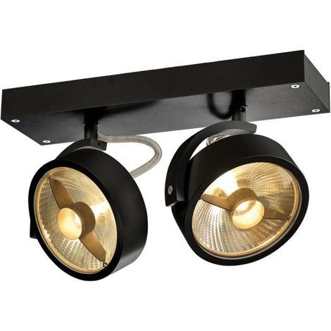 Plafonnier et applique KALU intérieur double noir GU10/QPAR111 2x75W max - SLV - 1000703 (1/5)