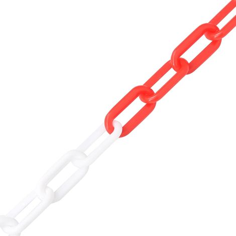 vidaXL Cadenas de advertencia plástico rojo y blanco 30 m Ø8 mm (1/2)