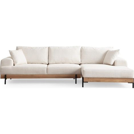 Canapé d'angle à droite 4 places en tissu beige - Giada