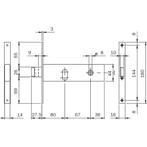 Serratura da Infilare Art 704 2 Mand. 174 x 44 x 3 e 80 FR.16 Iseo