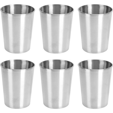 Stainless Steel Cups, 6pcs 250ml, Stackable and Reusable for Drinking, Travel Camping Cups for Beer and Whiskey
