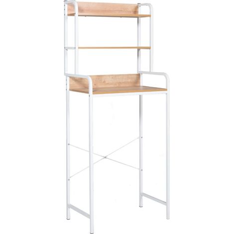 Étagère pour Machine à Laver en Bois et Structure Blanche (1/4)