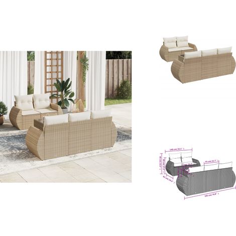 Salon de jardin avec coussins 6 pcs beige résine tressée - Ensemble Salon De Jardin - Meuble De Jardin - Salon De Jardin Design - Mobilier De Jardin - Fauteuil De Jardin (1/3)