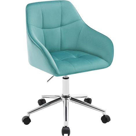 WOLTU Silla de Oficina/Sillón Escritorio Giratorio de Terciopelo con Reposabrazos y Ruedas de Altura Regulable, Turquesa (1/5)