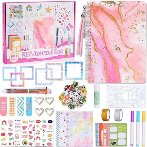 Scrapbook Set für Mädchen mit A5 Notizbuch und 92 Teilen Zubehör (1/4)