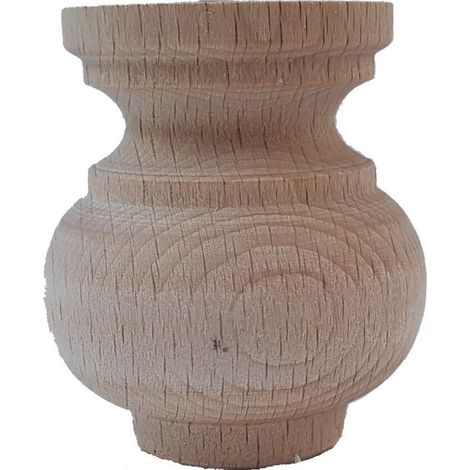 Piede in legno di faggio grezzo per mobili ø 53 x h 60 mm - cod 50000