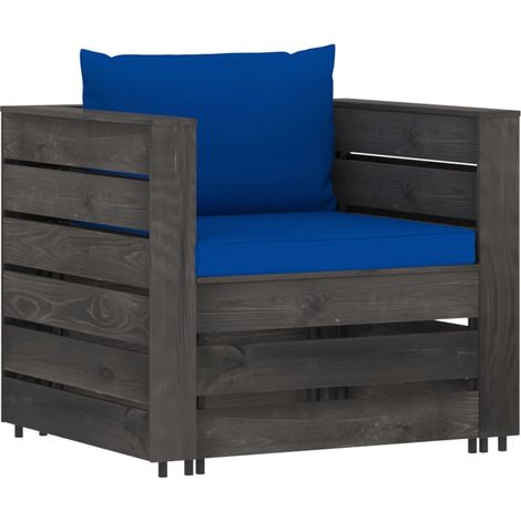 Maison Exclusive - Set Salotto da Giardino 2pz con Cuscini Legno Impregnato Grigio (1/5)