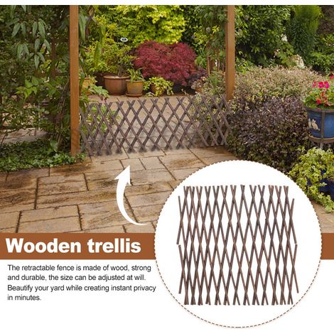 Clôture Télescopique En Bois - Panneau De Clôture Extensible - Écran D'intimité Pour Jardin Balcon Terrasse - 77 x 11 Pouces Déplié - 1 Pièce (1/5)