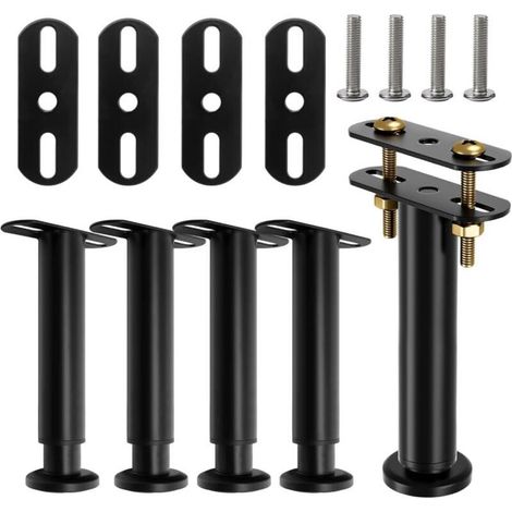 4 pièces Pied sommier à Lattes,Pied de lit,Pied de lit 30 cm,Pied pour sommier a Lattes,reglable Installation sans Perçage Pied sommier 18-32cm,Pieds pour sommier à Lattes