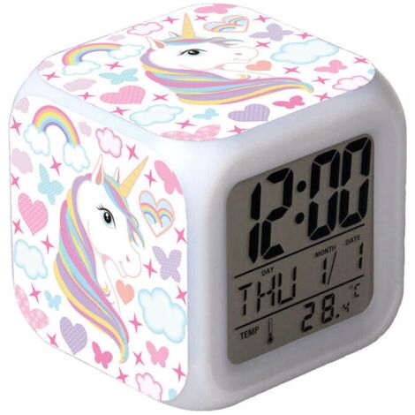 Réveil Licorne pour Enfants, Veilleuse Réveil Filles Réveil Numérique Réveil sans Tique pour Débutants Scolaires, Cadeau de Fête des Enfants/Cadeau d'inscription à l'école pour Garçons Filles (1/4)