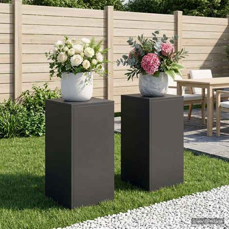 vidaXL Soporte de plantas 2 pcs Negro 30 x 30 x 60 cm Acero (1/5)