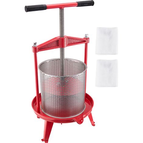 Pressoir à fruits 14L, inox avec structure triangulaire, extracteur de jus manuel pour pommes, raisins et cidre, poignée en T.