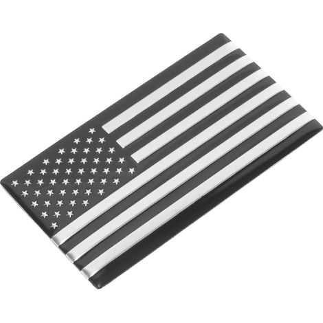 Flag Car Decal Silver and Black Aluminum Alloy Sticker Heavy