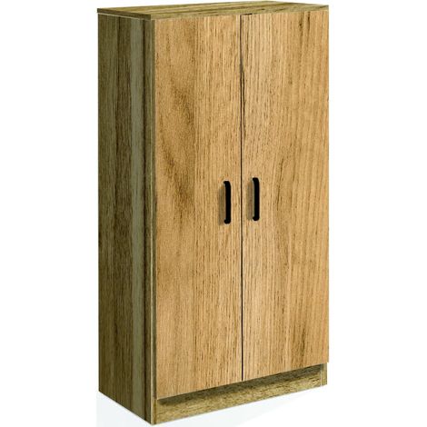 Mobile Armadio Multiuso in Legno 2 Ante 6 Ripiani colore Rovere Nodato 55x36x108H cm (CD133-RN) Colore Rovere Nodato