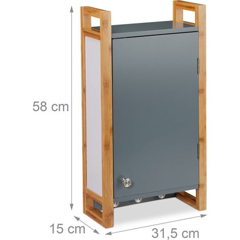 Armadio murale moderno portaoggetti bagno 60 x 30 x 70 cm in bambù grigio 130004204