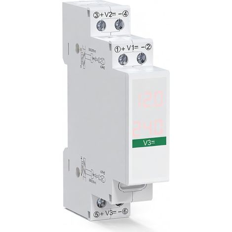 Voltímetro compacto de CC de 11 V a 310 V con pantalla digital LED inteligente y detector de voltaje para montaje en riel (1/5)