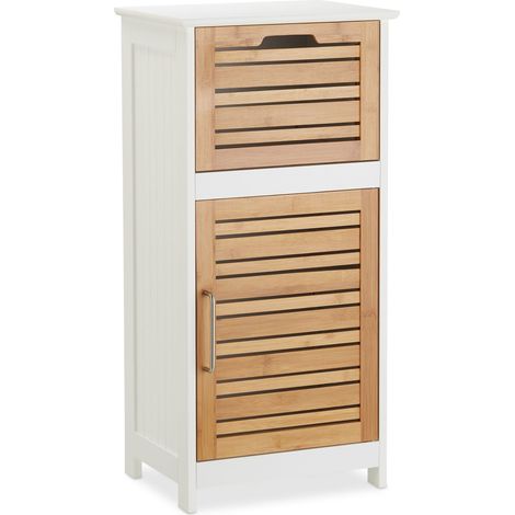 Armadio di stoccaggio stretto versatile 80 x 30 x 80 cm design casa di campagna in bambù bianco 130003748