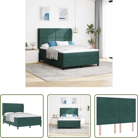 vidaXL Polyesterbett - Boxspringbett mit Matratze Dunkelgrün 200 x 160 cm Samt (1/5)