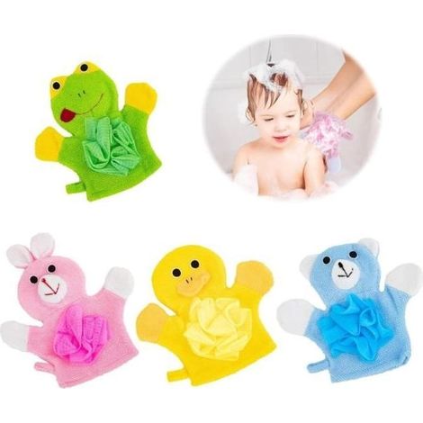(Vert, Bleu, Jaune, Rose)Gant de Toilette Bébé Motif Animal Modèle - Vert, Bleu, Jaune, Rose - Mixte (1/4)