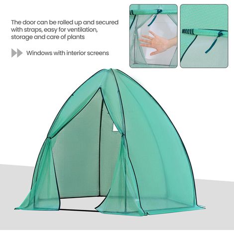 WOLTU Überwinterungszelt 240x200x240 cm Foliengewächshaus mit Mesh-Fenster Anzuchtzelt aus lichtdurchlässiger PE-Gitterfolie Grün