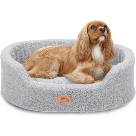 Coussin pour Petit Chien, Panier pour Chat, Tissu synthétique bouclé Lavable, Rembourrage Moelleux, Dimensions : 55 x 41 x h 15 cm. Gris. (1/5)