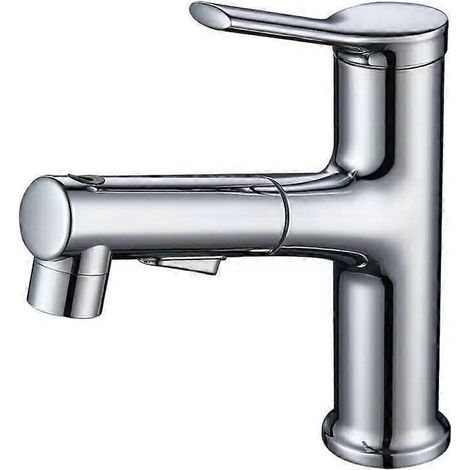 Robinet de lavabo à 3 jets, mitigeur avec douchette extractible, alliage de zinc chromé poli, simple. (1/5)