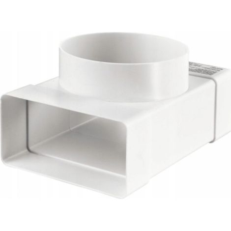 GIUNTO A T DA CANALE PIATTO 110x55mm A CANALE TONDO 100mm PVC (1/5)
