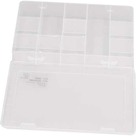 Coffret de rangement transparent en plastique 12 compartiments pour bijoux et accessoires électroniques (1/5)