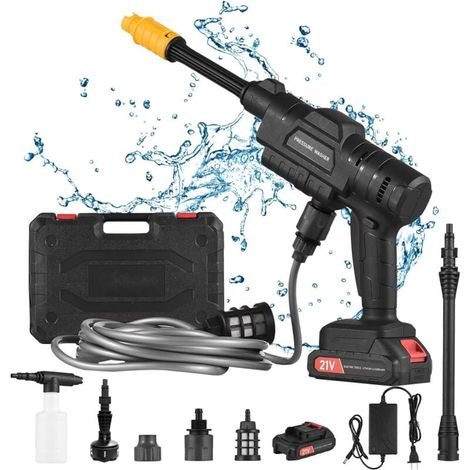 Idropulitrice ad alta pressione da 21 V e pulitore portatile senza fili: pistola a getto d'acqua elettrica da 435 PSI con batteria per la pulizia di patio, giardino, auto (1/5)