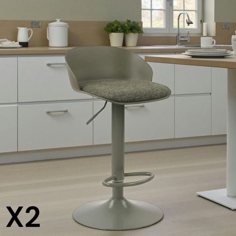 Tabouret de bar réglable métal et tissu vert (lot de 2) LEEDS