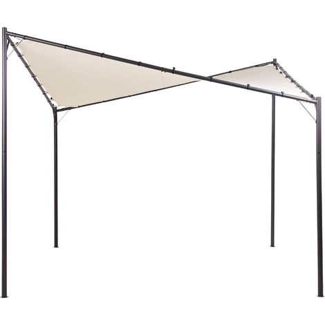 Gazebo da giardino con struttura in metallo e tessuto beige 300 x 300 cm Aventine (1/5)