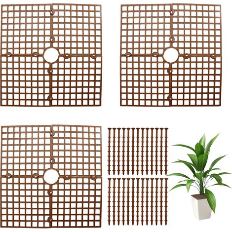 3-teiliges Set mit zentraler Aussparung für verstellbares Blumentopfnetz und Erdschutz. (1/5)