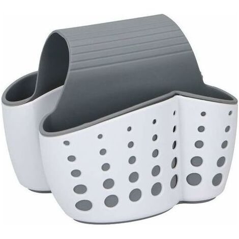 égouttoir double face pour cuisine, douche, salle de bain - Organisateur et rangement idéal pour éponges, savons, brosses et plus encore - Blanc (1/4)