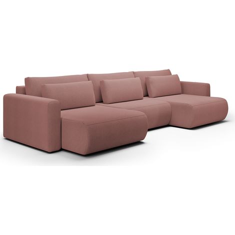 U-Sofa 4-sitzig umbaubar Truhe Evy Rosa