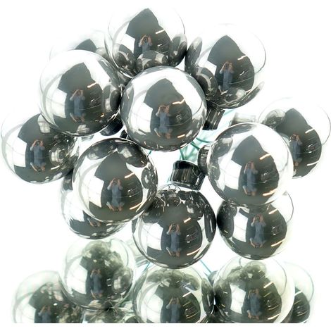 Mini-Weihnachtskugeln Marble Grey grau am Draht Ø 2,5 cm aus Glas - 12er Set