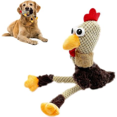 Jouets en peluche couineurs pour chiots, jouets à mâcher résistants pour chiens de petite, moyenne et grande taille, jouets interactifs et originaux en forme de poulet, réduisent l'anxiété de séparati (1/5)