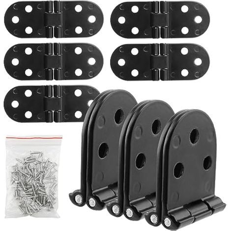 8-teiliges Set Klappscharniere mit Schrauben, Faltscharniere für Klapptische, Schränke, Holzkisten, Türen (Schwarz) (1/5)
